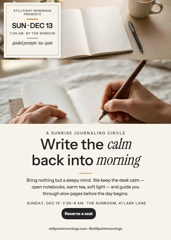 Stillpoint Mornings journaling invitation template