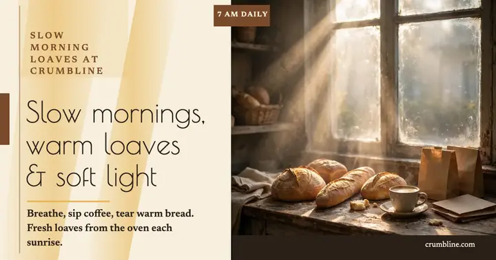 Crumbline slow morning loaves post: bakery morning post template