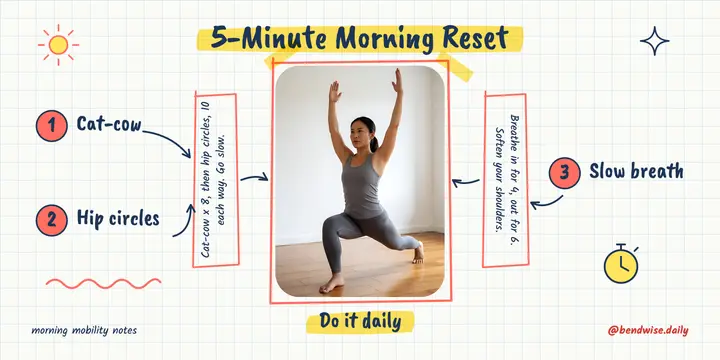 Morning mobility reset sketchnote post template
