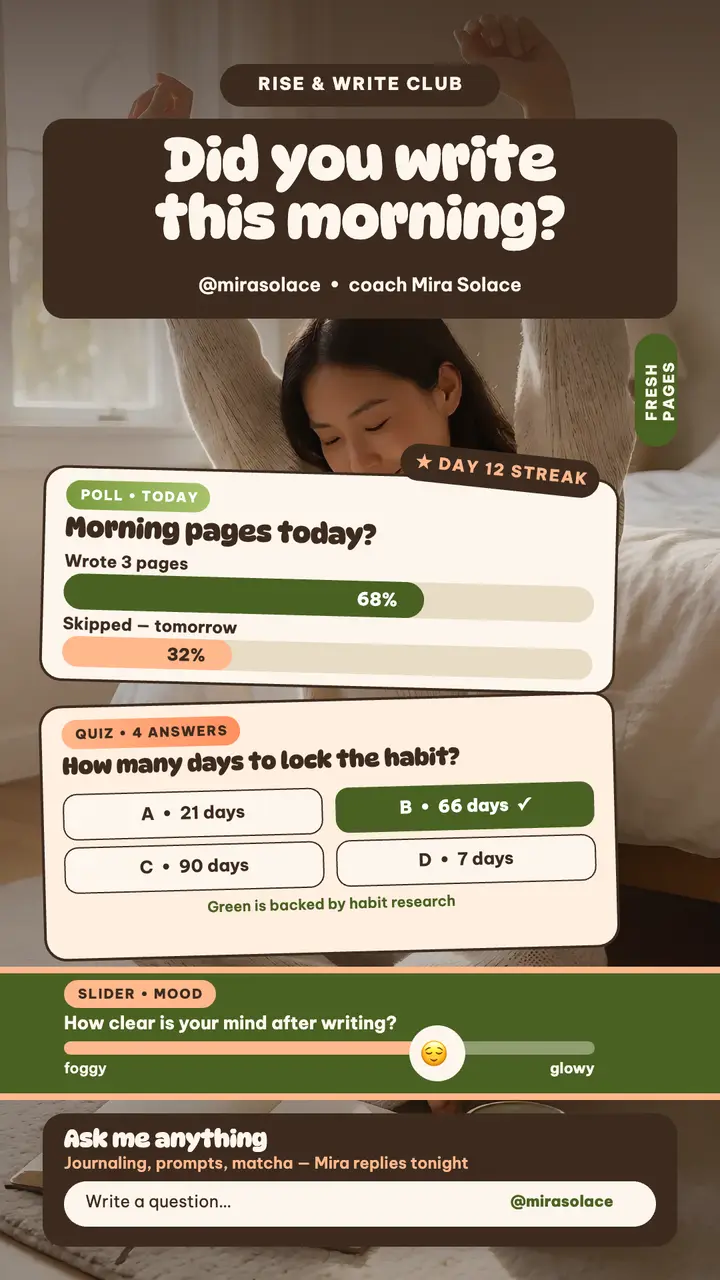 Rise and Write morning pages poll story template