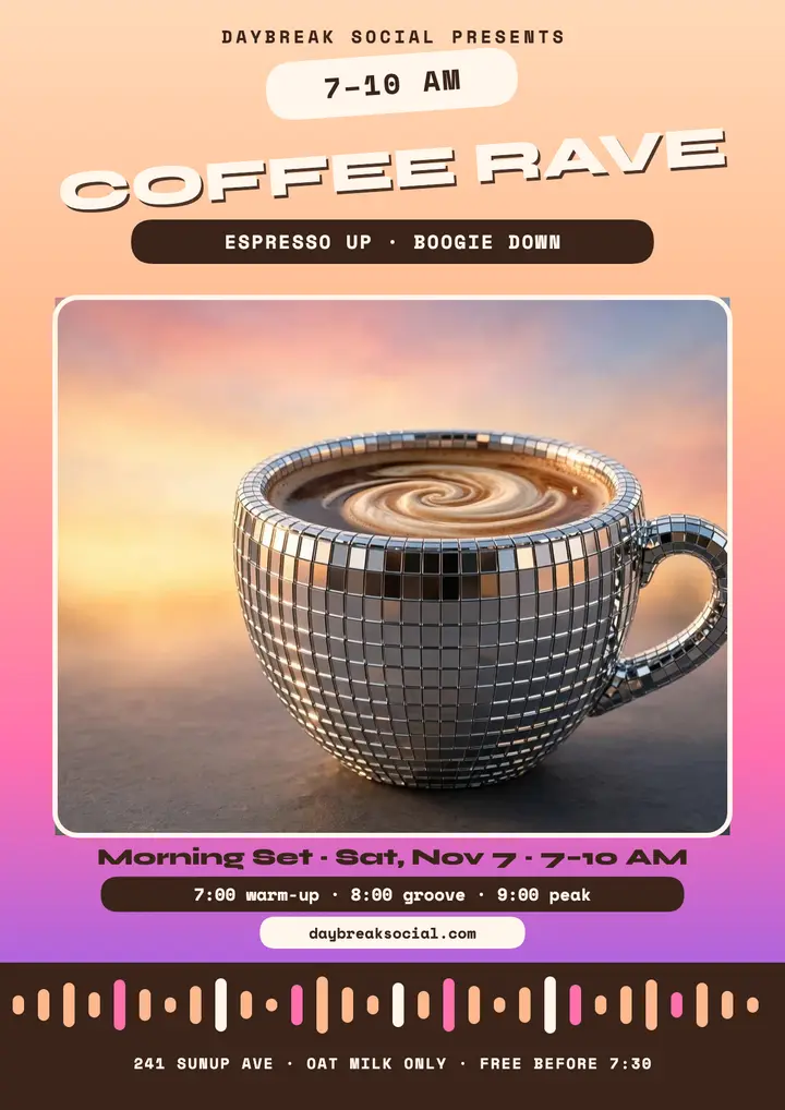 Daybreak Social morning coffee rave flyer template