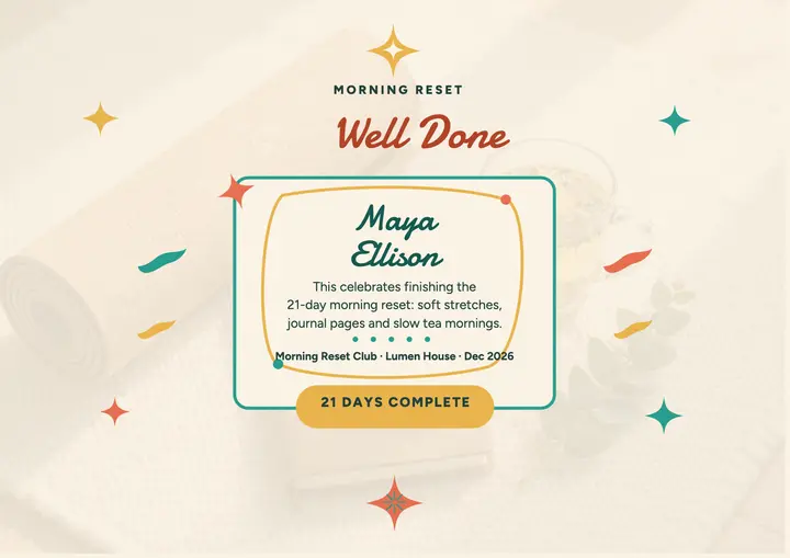 Morning Reset 21-day certificate, atomic template