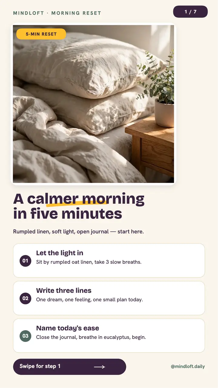 Mindloft morning reset carousel story template