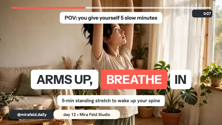 Mira Feld morning reset stretch thumbnail template