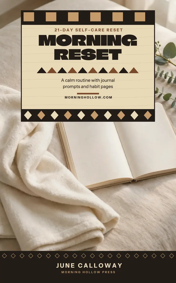 Morning Reset 21-day self-care ebook cover: wellness ebook cover template