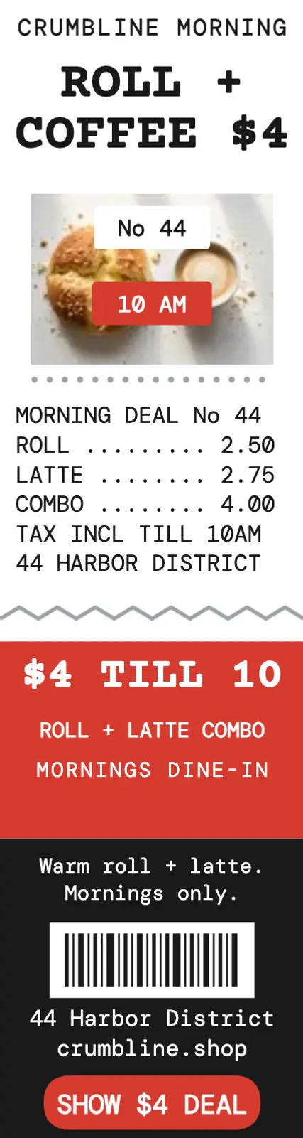 Crumbline Morning receipt skyscraper ad template