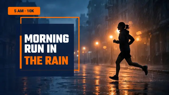 Orange and blue morning run in the rain thumbnail template