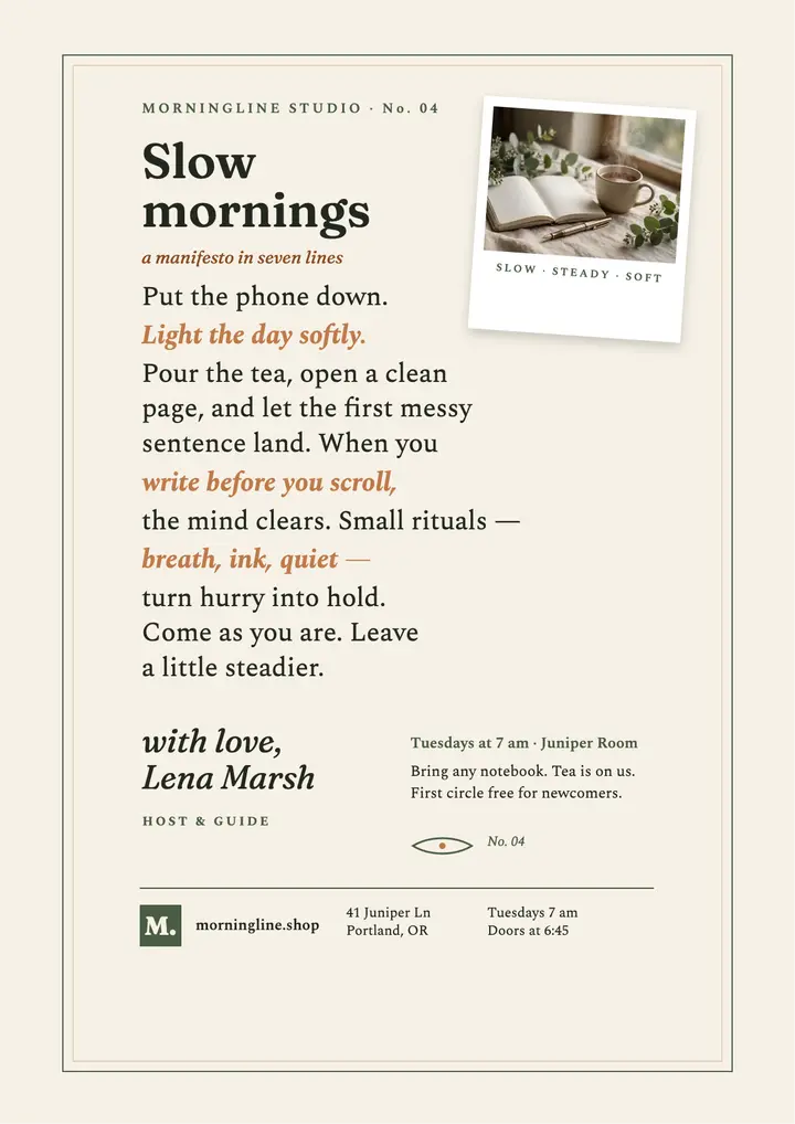 Morningline slow mornings manifesto template