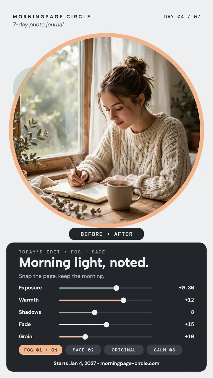 Morningpage Circle journal edit story template