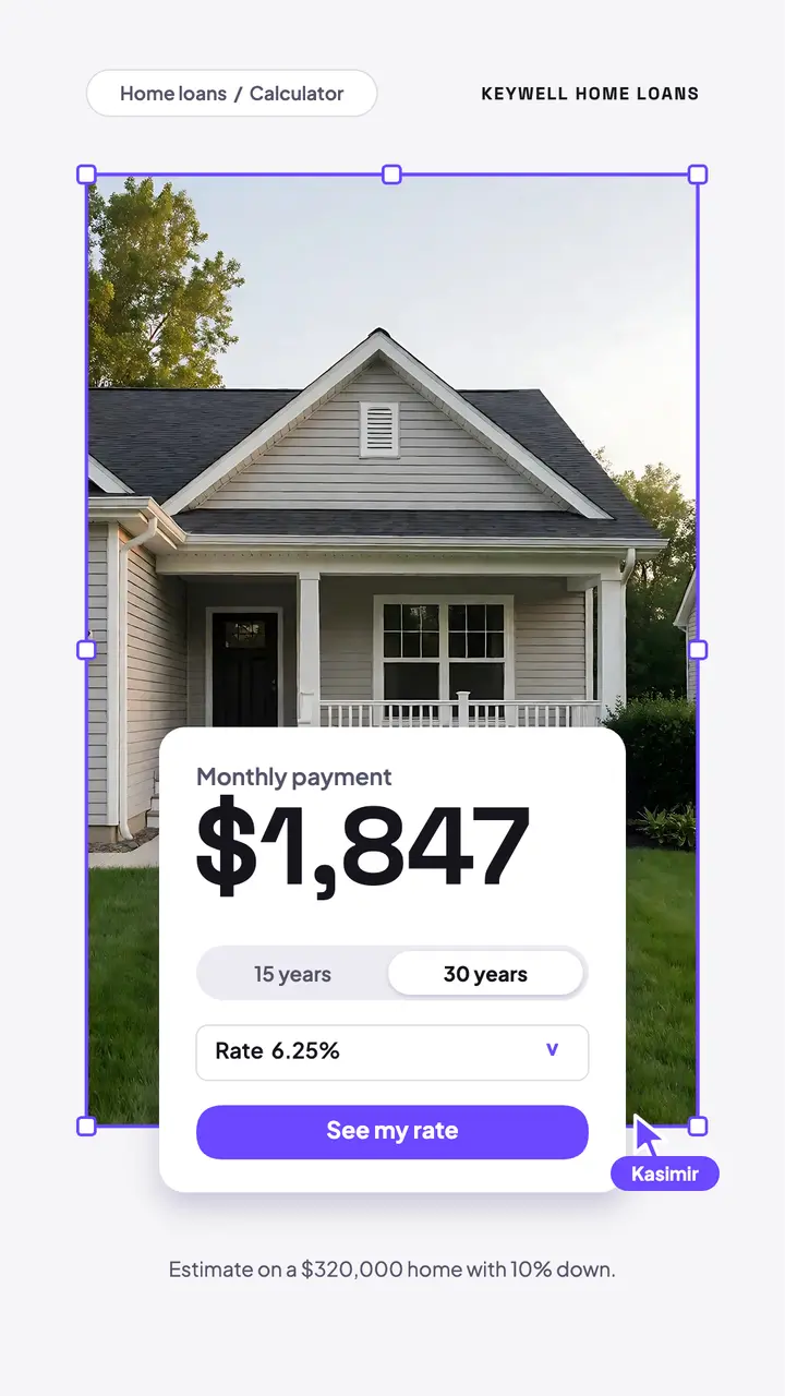 Mortgage calculator, UI fragments template