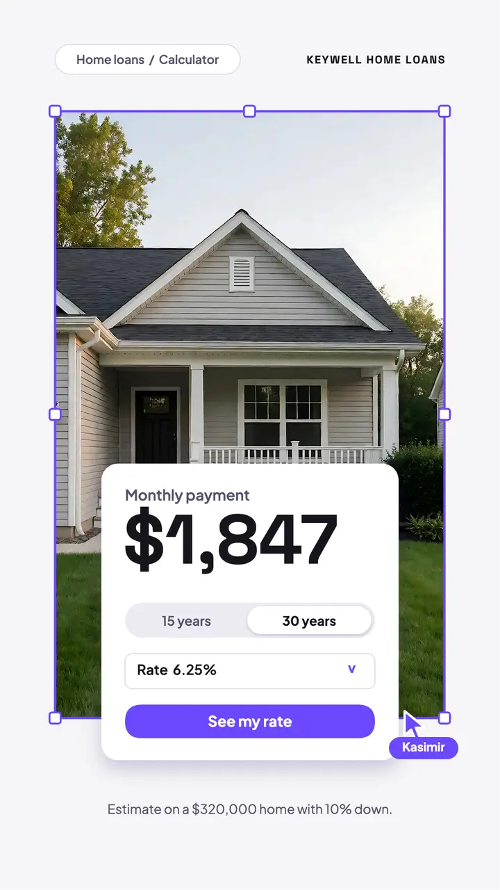 Mortgage calculator, UI fragments template