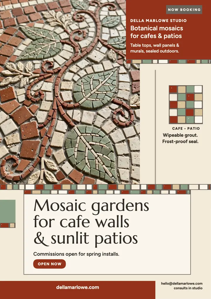 Della Marlowe mosaic commissions flyer template