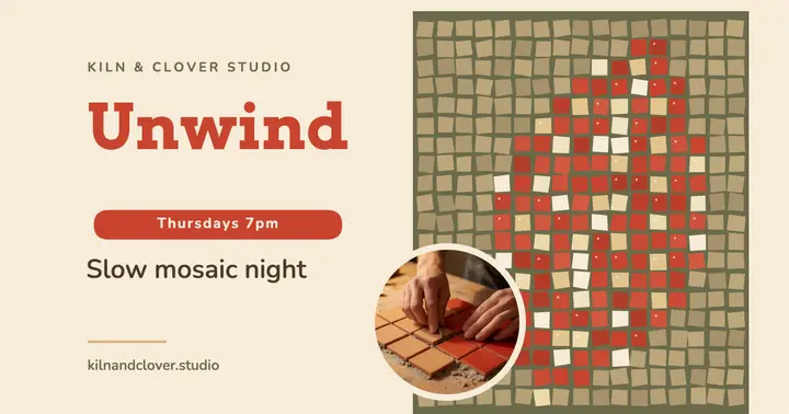 Kiln & Clover slow mosaic night workshop post: wellness workshop post template