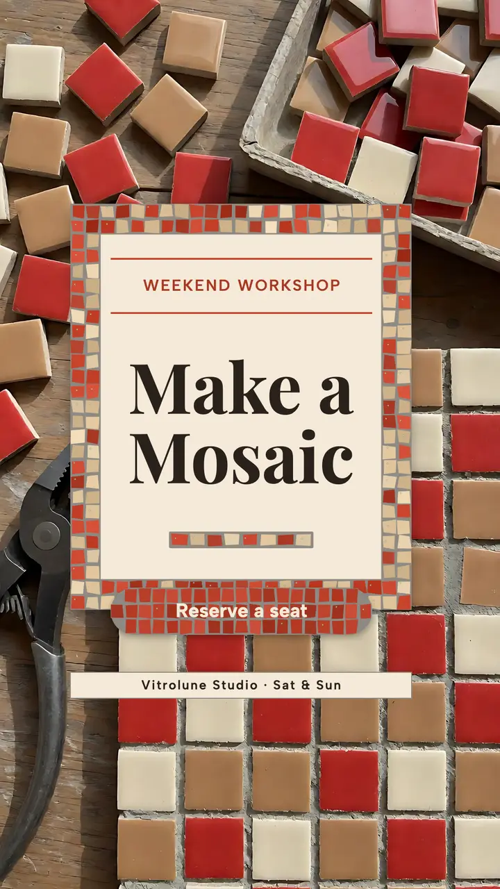 Vitrolune Studio weekend mosaic workshop story template