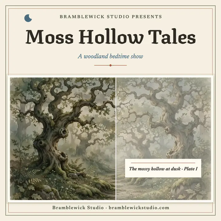 Moss Hollow Tales bedtime podcast cover template