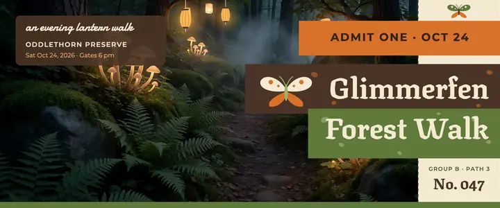 Glimmerfen Forest Walk lantern ticket: lantern walk ticket template