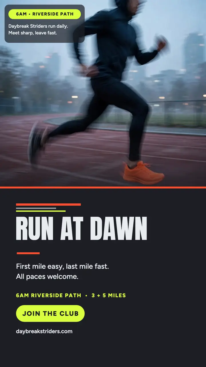 Daybreak run club dawn story template