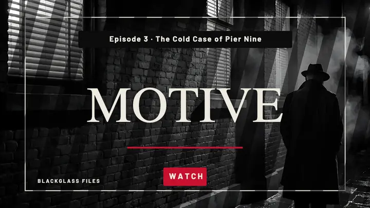 Cold case MOTIVE noir YouTube thumbnail template