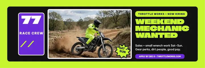 Throttle Works weekend mechanic hiring header template
