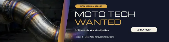 Torque and Tallow moto tech hiring banner template