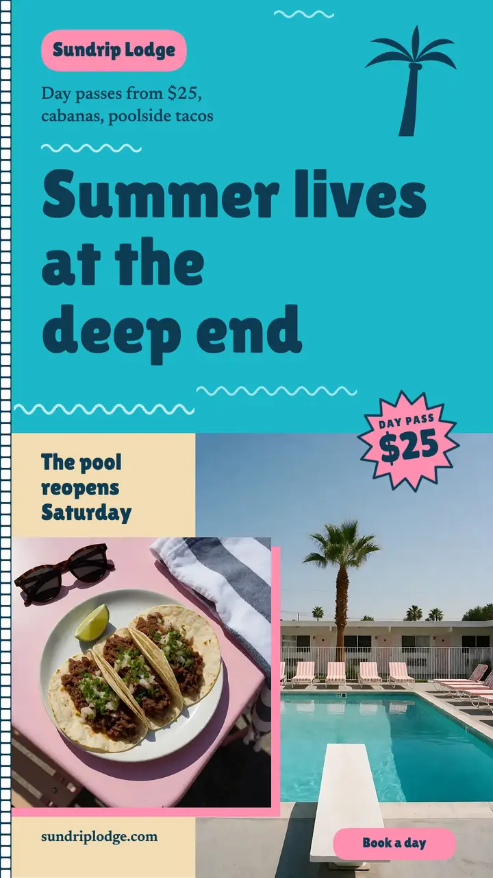 Motor lodge pool reopening day pass story template