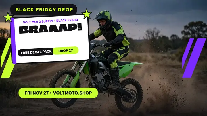 Volt Moto Supply Black Friday drop thumbnail template