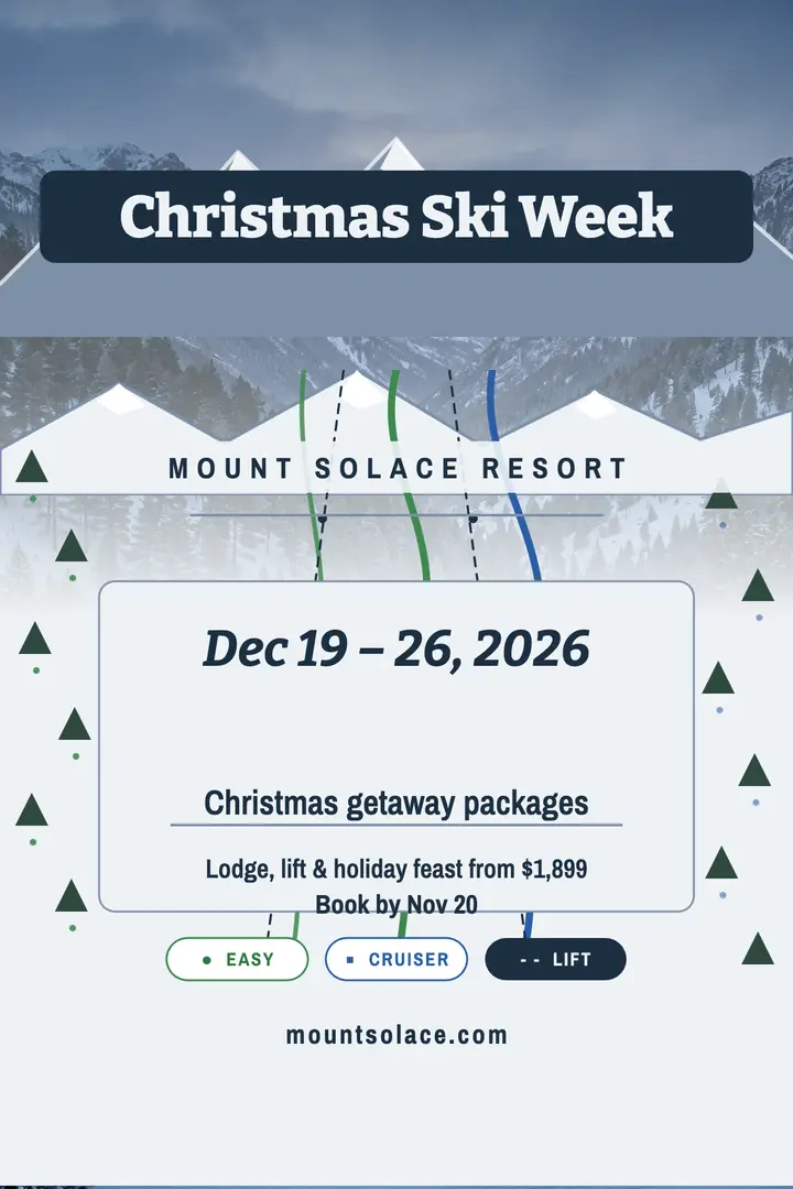 Mount Solace Christmas ski week poster template