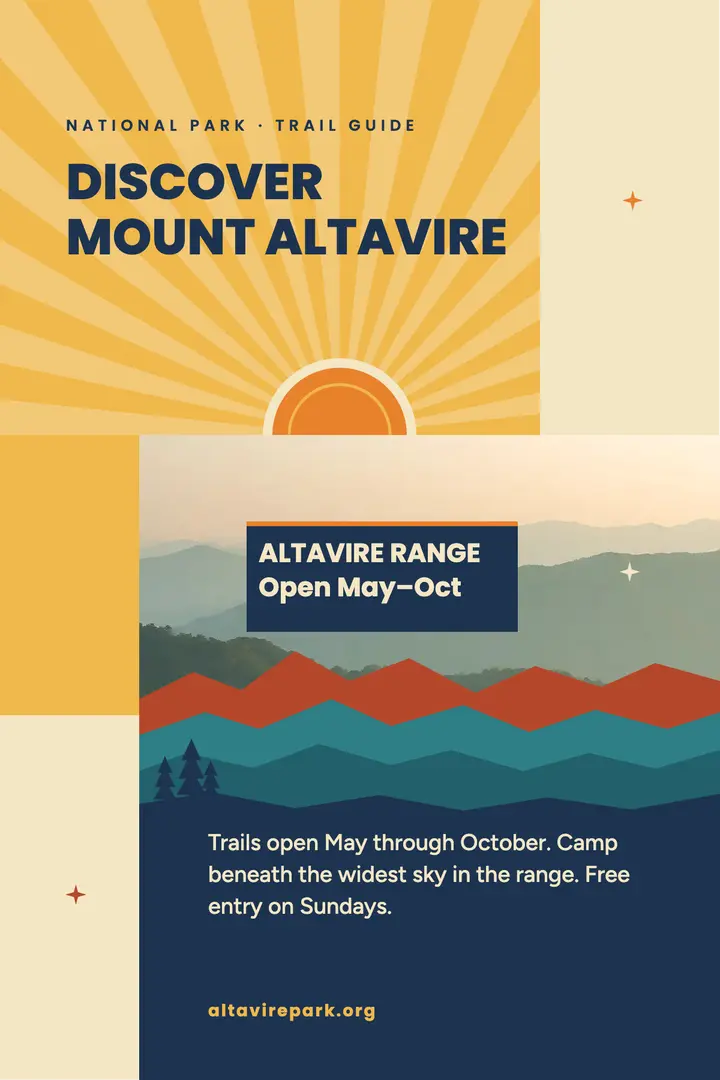 Mount Altavire national park travel poster template