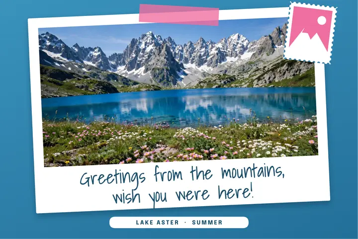 Mountain greetings instant photo postcard template