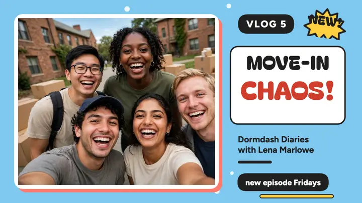 Dormdash move-in chaos thumbnail template