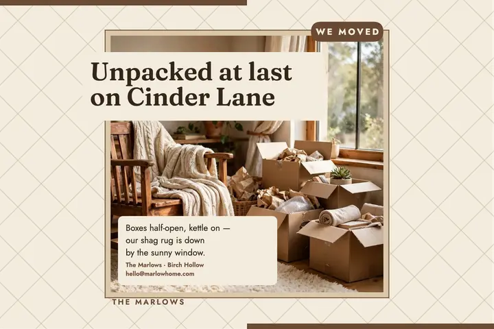 Marlow family move rug postcard template