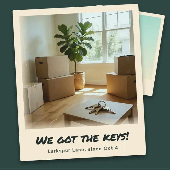 Larkspur Lane moved in instant print post: new home announcement post template