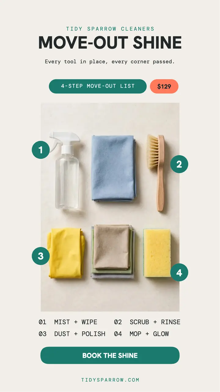 Tidy Sparrow move-out clean kit story template