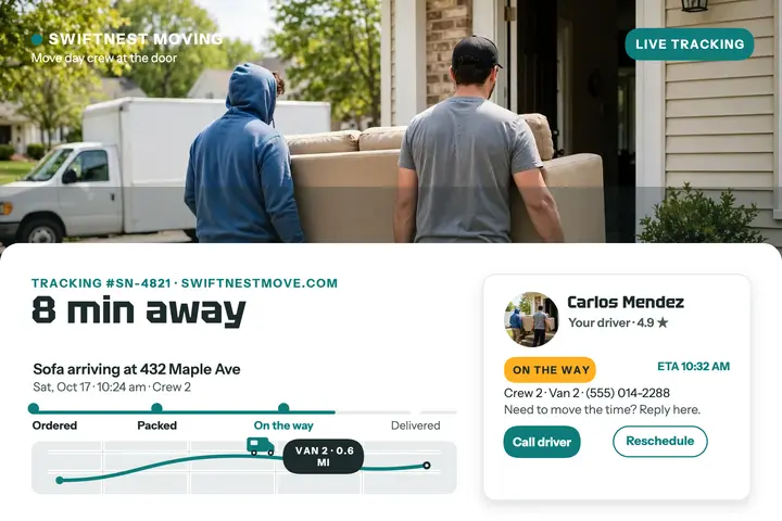 Swiftnest mover arrival tracker postcard template