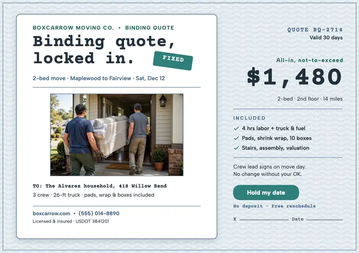 Boxcarrow binding quote certificate: mover binding quote certificate template