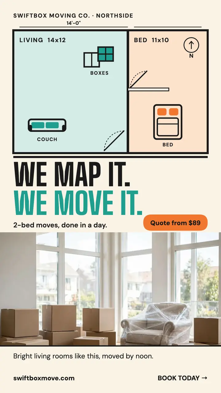 Swiftbox apartment move floor plan story template