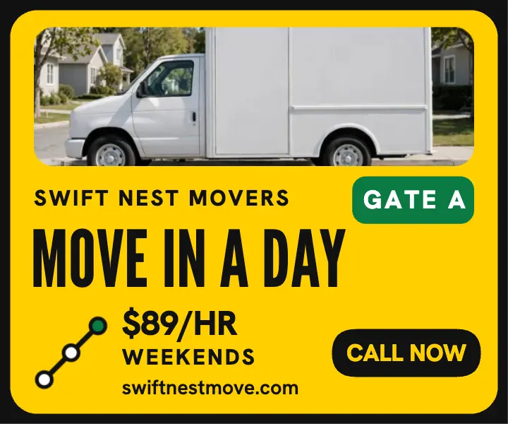 Swift Nest Movers yellow sign ad template