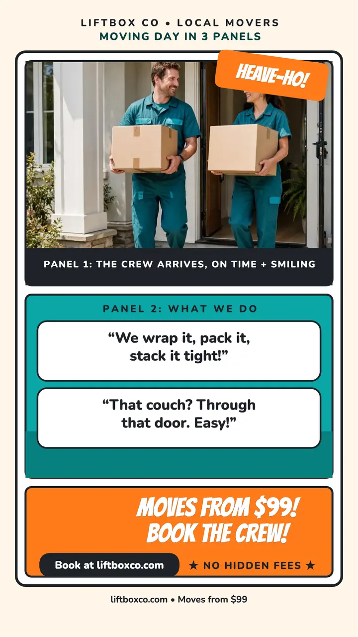 Liftbox Co moving day comic scroll story template
