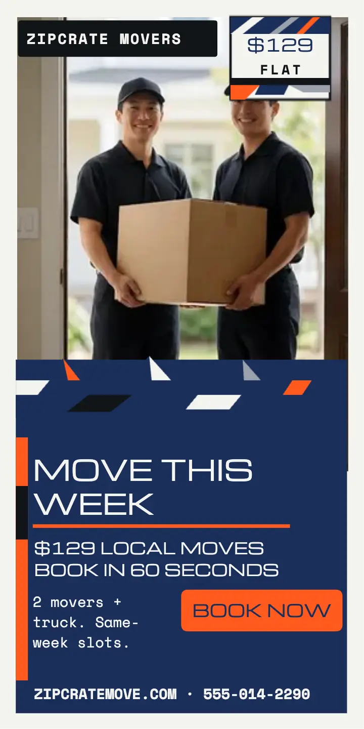 Zipcrate same-week movers dazzle ad template