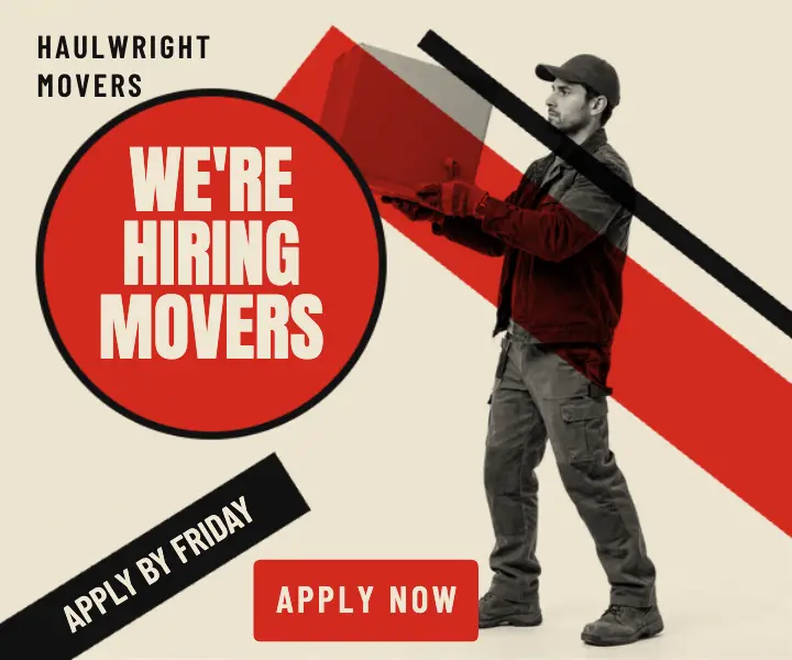 Haulwright Movers hiring ad, constructivist template