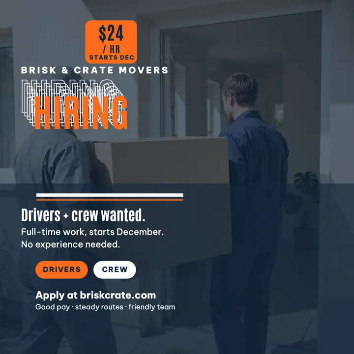 Brisk and Crate movers hiring echo post: movers hiring post template