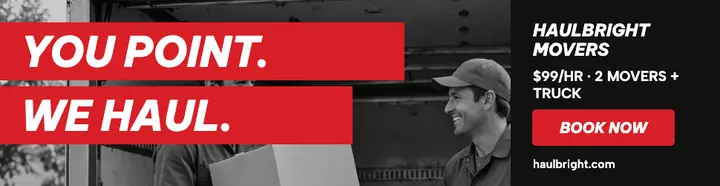 Haulbright Movers red bar billboard template