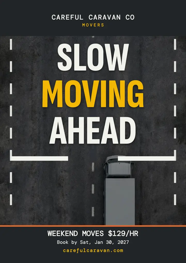 Careful Caravan road letters movers flyer template