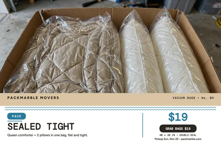 Packmarble movers vacuum bags postcard template