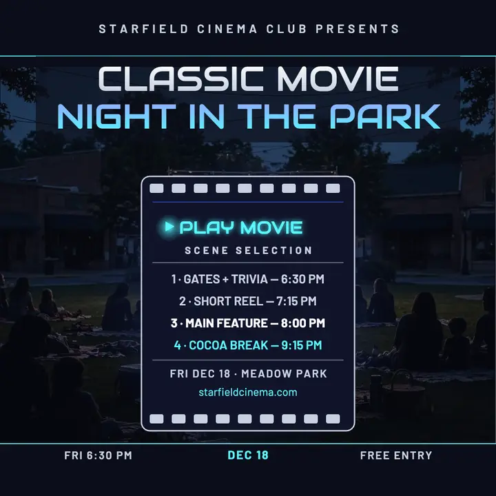 Starfield movie night DVD agenda post template