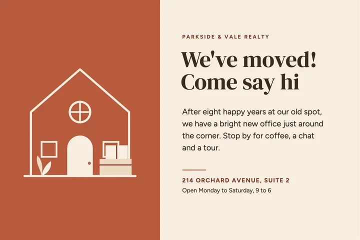 We've Moved postcard template