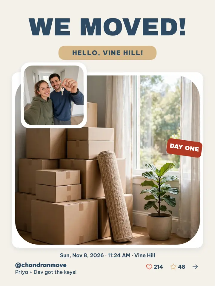 Chandran move dual photo announcement template