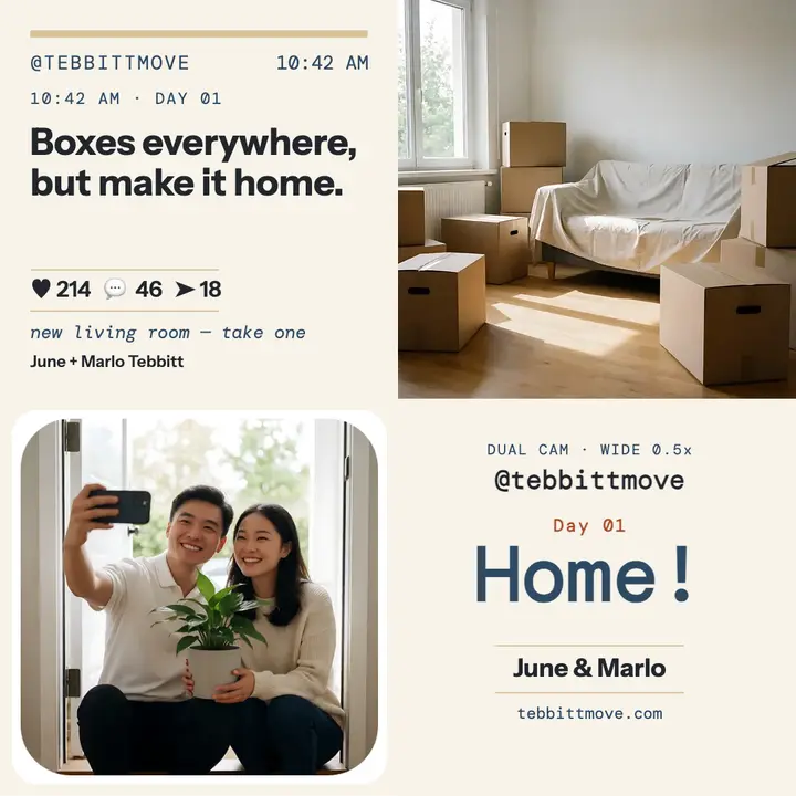 June and Marlo moving day dual photo template