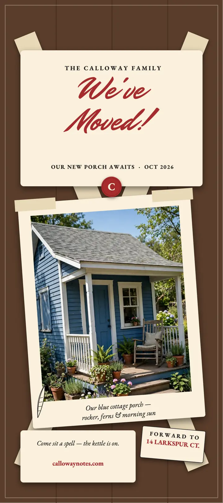 Calloway family moving letter rack card template