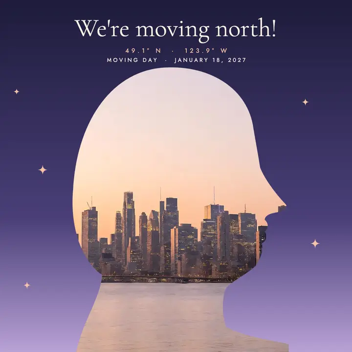 We're moving north dusk skyline silhouette template